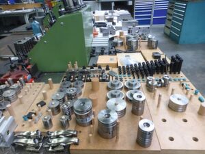 Neatly lined up: the Meusburger standard parts, which are assembled to form a stamping tool at Dieter Rest GmbH. Neatly lined up: the Meusburger standard parts, which are assembled to form a stamping tool at Dieter Rest GmbH.