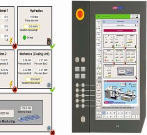 Wittmann Battenfeld bietet jetzt sowohl für hydraulische als auch servohydraulische Spritzgießmaschinen optional ein CMS (Condition Monitoring System) an, das die umfangereiche vorausschauende Wartung (Predictive Maintenance) erlaubt. Hier ein kleiner Ausschnitt auf einige Zustandswerte, die man auf der B8-Maschinensteuerung damit im Blick hat. Wittmann Battenfeld bietet jetzt sowohl für hydraulische als auch servohydraulische Spritzgießmaschinen optional ein CMS (Condition Monitoring System) an, das die umfangereiche vorausschauende Wartung (Predictive Maintenance) erlaubt. Hier ein kleiner Ausschnitt auf einige Zustandswerte, die man auf der B8-Maschinensteuerung damit im Blick hat.