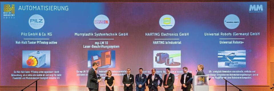 Das Bild zeigt die Nominierten für den Best of Industry Award 2018 in der Kategorie Automatisierung kurz vor der Verkündung des Gewinners. Das Bild zeigt die Nominierten für den Best of Industry Award 2018 in der Kategorie Automatisierung kurz vor der Verkündung des Gewinners.