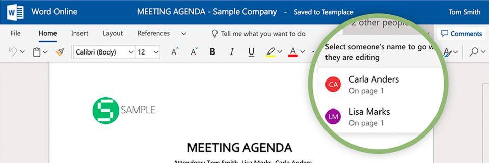 Teamplace ermöglicht es Teammitgliedern, gleichzeitig an ein und demselben Office-365-Dokument zu arbeiten. Teamplace ermöglicht es Teammitgliedern, gleichzeitig an ein und demselben Office-365-Dokument zu arbeiten.