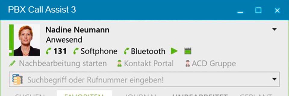 Die CTI-Software PBX Call Assist 3 läuft auf Windows, macOS, iOS und Android. Die CTI-Software PBX Call Assist 3 läuft auf Windows, macOS, iOS und Android.
