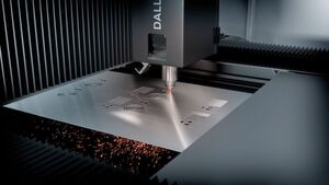 Dallan's Powersort system fastens the sheet during laser cutting, eliminating the need for a support. Dallan's Powersort system fastens the sheet during laser cutting, eliminating the need for a support.