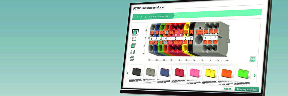 Das Verteilerblocksystem PTFIX verfügt über die drei Nennquerschnitte 1,5 mm², 2,5 mm² und 4 mm² sowie über kompatible Durchgangsblöcke mit zwei Anschlüssen. Mit dem webbasierten PTFIX-Konfigurator werden individuelle Verteilerblock-Kombinationen online erstellt. Das Verteilerblocksystem PTFIX verfügt über die drei Nennquerschnitte 1,5 mm², 2,5 mm² und 4 mm² sowie über kompatible Durchgangsblöcke mit zwei Anschlüssen. Mit dem webbasierten PTFIX-Konfigurator werden individuelle Verteilerblock-Kombinationen online erstellt.