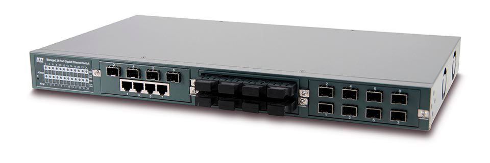 Für die Bestückung der drei Modulschächte des KGS-2422 hat KTI neun verschiedene Kupfer-/Glasfasermodule mit jeweils acht Ports entwickelt. Für die Bestückung der drei Modulschächte des KGS-2422 hat KTI neun verschiedene Kupfer-/Glasfasermodule mit jeweils acht Ports entwickelt.