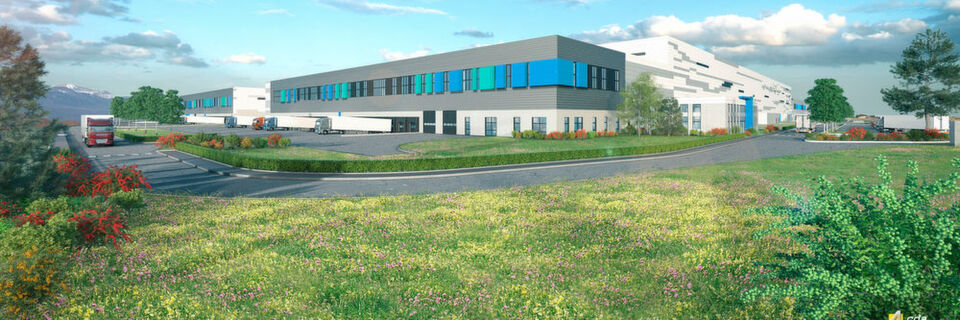 Bis zum Herbst kommenden Jahres soll das aus zwei Hallen bestehende Logistikzentrum in Ensisheim fertiggestellt werden Bis zum Herbst kommenden Jahres soll das aus zwei Hallen bestehende Logistikzentrum in Ensisheim fertiggestellt werden