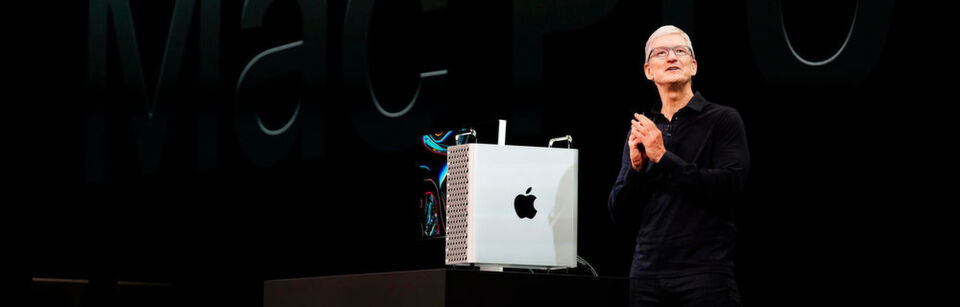 Auf der Entwicklerkonferenz enthüllt Apple-Chef Tim Cook den neuen Mac Pro. Auf der Entwicklerkonferenz enthüllt Apple-Chef Tim Cook den neuen Mac Pro.