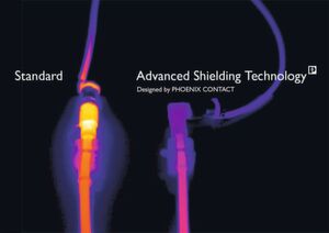 Bild 3: Mit einer 360°-Metallumspritzung verbessert Advanced Shielding Technology auch die Wärmeableitung im Kurzschlussfall. Bild 3: Mit einer 360°-Metallumspritzung verbessert Advanced Shielding Technology auch die Wärmeableitung im Kurzschlussfall.