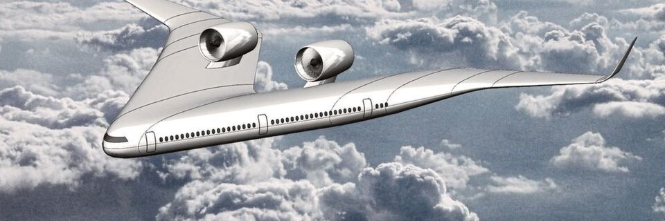 Durch seine V-Form soll das neue Flugzeug 20 % weniger Treibstoff verbrauchen als vergleichbare Flugzeuge. Durch seine V-Form soll das neue Flugzeug 20 % weniger Treibstoff verbrauchen als vergleichbare Flugzeuge.
