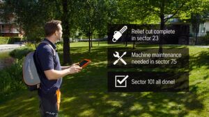 Beispiele für die Performance-Anzeigen der Husqvarna-Geräte für die Grünflächen einer Smart City. Beispiele für die Performance-Anzeigen der Husqvarna-Geräte für die Grünflächen einer Smart City.
