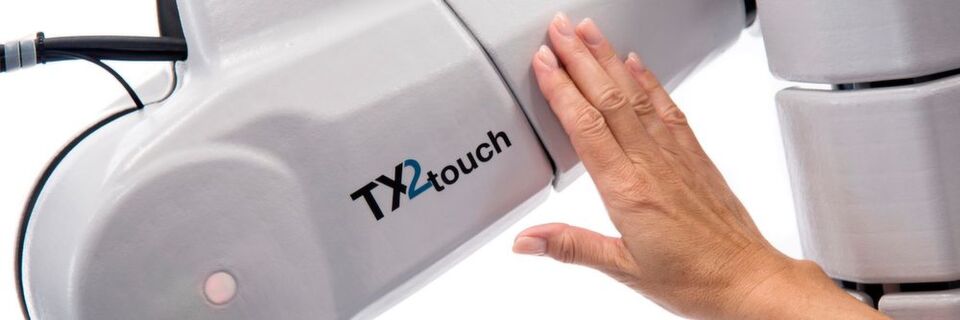 Im Gegensatz zu den meisten Leichtbaurobotern ist die Stoppfunktion des TX2touch PLe-konform. Im Gegensatz zu den meisten Leichtbaurobotern ist die Stoppfunktion des TX2touch PLe-konform.