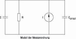 Bild 1: Messanordnung eines DMMs für die zeitgestützte Kapazitätsmessung bei einem Kondensator: Wird der Kondensator mit Gleichstrom geladen, lässt sich sein Verlust am einfachsten als Parallelwiderstand darstellen. Bild 1: Messanordnung eines DMMs für die zeitgestützte Kapazitätsmessung bei einem Kondensator: Wird der Kondensator mit Gleichstrom geladen, lässt sich sein Verlust am einfachsten als Parallelwiderstand darstellen.
