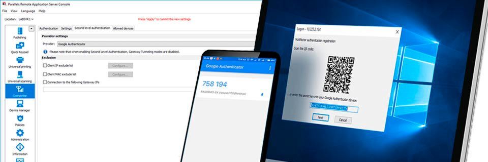 Parallels RAS 17 integriert mit Google Authenticator einen Mechanismus für die Multi-Faktor-Authentifizierung (MFA). Parallels RAS 17 integriert mit Google Authenticator einen Mechanismus für die Multi-Faktor-Authentifizierung (MFA).