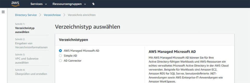 Virtuelle Cloud-Desktops auf AWS-Basis lassen sich auch an lokale AD-Strukturen anknüpfen. Virtuelle Cloud-Desktops auf AWS-Basis lassen sich auch an lokale AD-Strukturen anknüpfen.