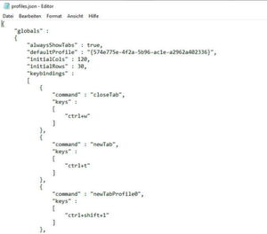Die Einstellungen von Windows Terminal lassen sich mit der JSON-Datei steuern. Die Einstellungen von Windows Terminal lassen sich mit der JSON-Datei steuern.