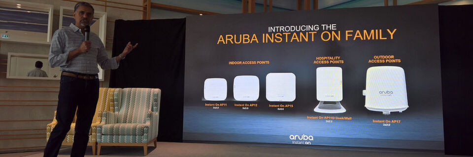 Aruba-CEO Keerti Melkote präsentiert der Presse die neue InstantOn-AP-Serie für den SMB-Markt. Aruba-CEO Keerti Melkote präsentiert der Presse die neue InstantOn-AP-Serie für den SMB-Markt.