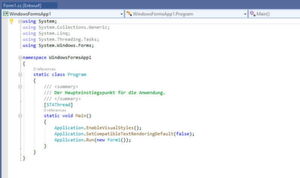 Bearbeiten des Quellcodes eines Formulars von einer Windows-Anwendung in Visual Studio. Bearbeiten des Quellcodes eines Formulars von einer Windows-Anwendung in Visual Studio.