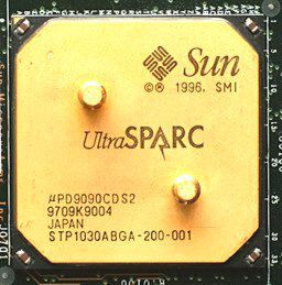 Ein Sun UltraSPARC-RISC-Prozessor. Später wurde Sun von von Oracle aufgekauft, so dass sich die Prozessoren u.a. in Oracle-Systemen finden Ein Sun UltraSPARC-RISC-Prozessor. Später wurde Sun von von Oracle aufgekauft, so dass sich die Prozessoren u.a. in Oracle-Systemen finden