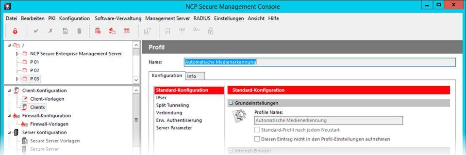 Anwender legen fest, wie komplex Passwörter für die NCP Management Konsole sein sollen. Anwender legen fest, wie komplex Passwörter für die NCP Management Konsole sein sollen.