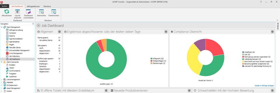 Die ACMP-Suite soll nun übersichtlichere Dashboards bieten als bisher. Die ACMP-Suite soll nun übersichtlichere Dashboards bieten als bisher.