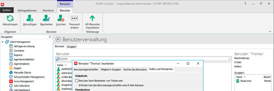 Die jüngste Version von Aagon ACMP beinhaltet nun eine Mandantenfunktion. Die jüngste Version von Aagon ACMP beinhaltet nun eine Mandantenfunktion.