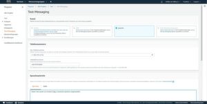 Über das Pinpoint-Dashboard lassen sich Sprachnachrichten mit einem Klick auf „Test-Messaging“ ausprobieren. Über das Pinpoint-Dashboard lassen sich Sprachnachrichten mit einem Klick auf „Test-Messaging“ ausprobieren.