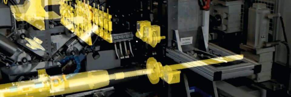 Neben dem virtuellen Bedienpanel kann die Hololens ebenfalls Hologramme der Maschine anzeigen. Neben dem virtuellen Bedienpanel kann die Hololens ebenfalls Hologramme der Maschine anzeigen.