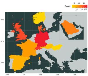 Fälle von Netzwerkdatei-Verschlüsselung mit Ransomware in der EMEA-Region, aufgeschlüsselt nach Ländern. Fälle von Netzwerkdatei-Verschlüsselung mit Ransomware in der EMEA-Region, aufgeschlüsselt nach Ländern.