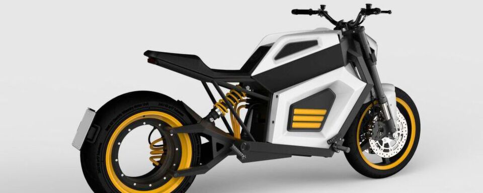 Der E-Motor sitzt im Hinterrad, so dass dieses ohne Nabe auskommt. Der E-Motor sitzt im Hinterrad, so dass dieses ohne Nabe auskommt.