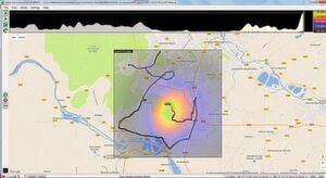 Im Fahrmodus Spot des Mobile Interference Hunters zeigt eine Heatmap, wo sich die Signalquelle befinden könnte. Im Fahrmodus Spot des Mobile Interference Hunters zeigt eine Heatmap, wo sich die Signalquelle befinden könnte.