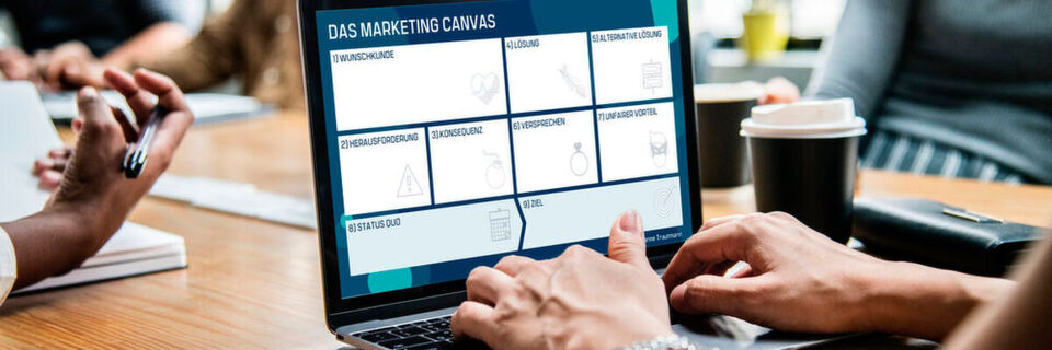 Mithilfe des Marketing Canvas gelingt es, Projekte mit hoher Komplexität zu begreifen und systematisch einen Plan zu entwickeln. Mithilfe des Marketing Canvas gelingt es, Projekte mit hoher Komplexität zu begreifen und systematisch einen Plan zu entwickeln.