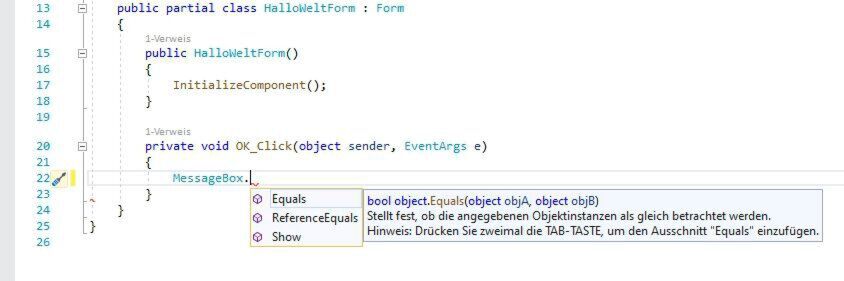 Anzeigen einer Messagebox. Anzeigen einer Messagebox.