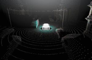 Der Einsatz von Lidar hat sich zu einem wichtigen Bestandteil autonomer Fahrzeuge entwickelt. Das Bild visualisiert, die mit Lidar die Umgebung des Fahrzeugs erkannt wird. Der Einsatz von Lidar hat sich zu einem wichtigen Bestandteil autonomer Fahrzeuge entwickelt. Das Bild visualisiert, die mit Lidar die Umgebung des Fahrzeugs erkannt wird.