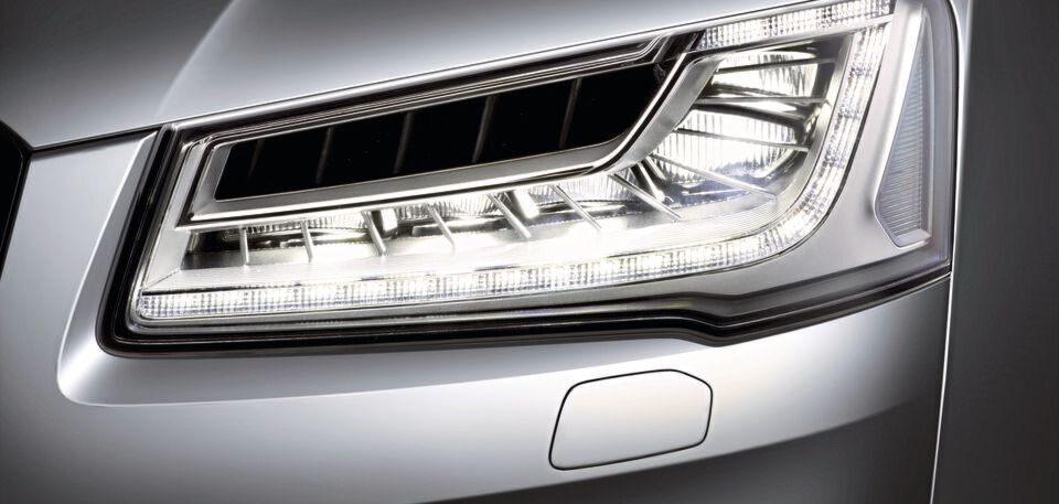 Matrix-LED-Scheinwerfer im Audi A8. Matrix-LED-Scheinwerfer im Audi A8.