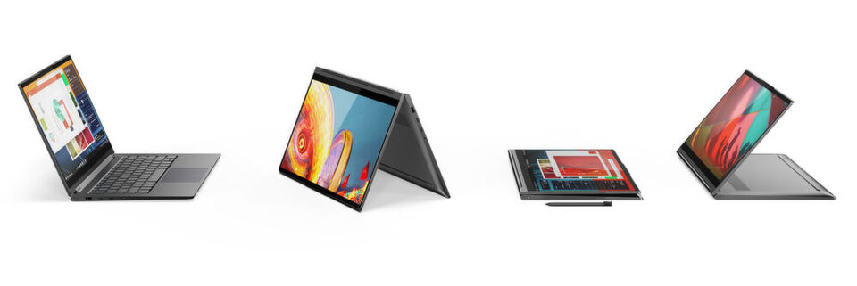 Das C940 ist das Top-Modell unter den auf der IFA vorgestellten Yogas. Das Convertible kommt mit 14- oder 15,6-Zoll-Display und jeweils 4K- oder Full-HD-Auflösung. Der 14-Zöller mit Ice-Lake-CPU erfüllt die Anforderungen von Intels Athena-Spezifikation. Das C940 ist das Top-Modell unter den auf der IFA vorgestellten Yogas. Das Convertible kommt mit 14- oder 15,6-Zoll-Display und jeweils 4K- oder Full-HD-Auflösung. Der 14-Zöller mit Ice-Lake-CPU erfüllt die Anforderungen von Intels Athena-Spezifikation.