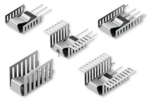 Bild 1: Eine schnelle und sichere Halbleitermontage mit festem Halt bieten durch im Fertigungsprozess integrierte Klammergeometrien, welche jeweils auf das Bauteil abgestimmt sind. Bild 1: Eine schnelle und sichere Halbleitermontage mit festem Halt bieten durch im Fertigungsprozess integrierte Klammergeometrien, welche jeweils auf das Bauteil abgestimmt sind.