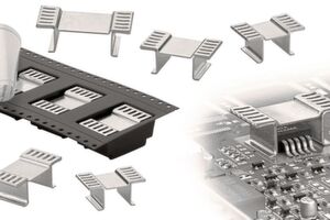 Bild 3: Flügelförmige Fingerkühlkörper für die Halbleitergehäuse D PAK und LF PAK werden über das Bauteil gesetzt und direkt mit der Leiterplatte verlötet. Bild 3: Flügelförmige Fingerkühlkörper für die Halbleitergehäuse D PAK und LF PAK werden über das Bauteil gesetzt und direkt mit der Leiterplatte verlötet.