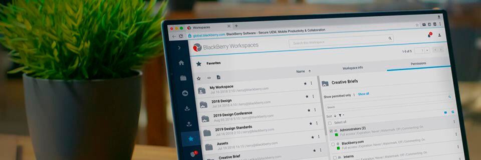 BlackBerry Workspaces ist eine Lösung zur sicheren Speicherung, Synchronisierung und gemeinsamen Nutzung von Dateien. BlackBerry Workspaces ist eine Lösung zur sicheren Speicherung, Synchronisierung und gemeinsamen Nutzung von Dateien.