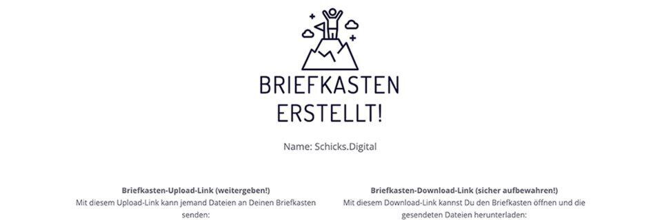 Schicks.Digital bietet die Möglichkeit, Dateien zusätzlich mit einem Passwort zu schützen oder einen verschlüsselten Briefkasten einzurichten. Schicks.Digital bietet die Möglichkeit, Dateien zusätzlich mit einem Passwort zu schützen oder einen verschlüsselten Briefkasten einzurichten.