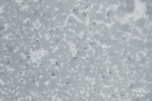 The process development aims to generate a homogeneous and almost dense structure of the WC-Co-composite, as shown here by means of a scanning electron microscopy measurement. The process development aims to generate a homogeneous and almost dense structure of the WC-Co-composite, as shown here by means of a scanning electron microscopy measurement.