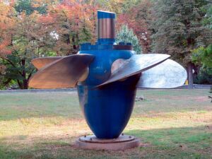 Laufrad einer Kaplan-Turbine, ausgestellt im Technischen Museum Wien. 2019 jährt sich die erste Turbineninstallation des österreichischen Erfinders Viktor Kaplan zum hundertsten Mal. Laufrad einer Kaplan-Turbine, ausgestellt im Technischen Museum Wien. 2019 jährt sich die erste Turbineninstallation des österreichischen Erfinders Viktor Kaplan zum hundertsten Mal.