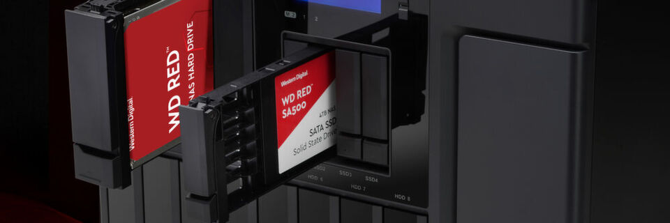 Speziell für NAS-Geräte: Eine WD-Red-SSD mit bis zu 4-TB-Kapazität und zwei WD-Red-HDDs mit bis zu 14-TB-Speicherplatz. Speziell für NAS-Geräte: Eine WD-Red-SSD mit bis zu 4-TB-Kapazität und zwei WD-Red-HDDs mit bis zu 14-TB-Speicherplatz.