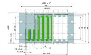 Bild 3: Die 19-Zoll-Systematik beruht auf dem virtuellen Raster von Höhen- und Teilungseinheiten. Bild 3: Die 19-Zoll-Systematik beruht auf dem virtuellen Raster von Höhen- und Teilungseinheiten.