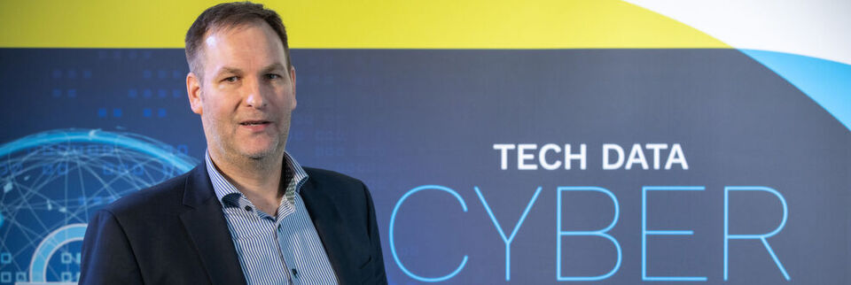Ralf Stadler, Director Security, Mobility, IoT & Analytics DACH bei Tech Data eröffnet das Cyber Range Event im ISH am Flughafen München. Ralf Stadler, Director Security, Mobility, IoT & Analytics DACH bei Tech Data eröffnet das Cyber Range Event im ISH am Flughafen München.