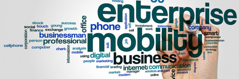 Enterprise Mobility integriert sämtliche mobilen Geräte und Prozesse eines Unternehmens nahtlos in die Gesamtinfrastruktur. Enterprise Mobility integriert sämtliche mobilen Geräte und Prozesse eines Unternehmens nahtlos in die Gesamtinfrastruktur.