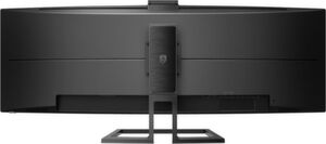 Der über einen Meter breite 43-Zöller ist höhenverstellbar. Die Webcam auf der Oberseite des Monitors kann nach oben geklappt und dann im Gehäuse versenkt werden. Der über einen Meter breite 43-Zöller ist höhenverstellbar. Die Webcam auf der Oberseite des Monitors kann nach oben geklappt und dann im Gehäuse versenkt werden.