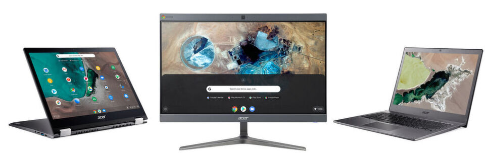 Für den Business Einsatz bestimmt: Das Chromebook Enterprise 13 und Spin 13 mit 3:2-QHD-Displays sowie der All-in-One-Rechner Chromebase Enterprise 24I2 . Für den Business Einsatz bestimmt: Das Chromebook Enterprise 13 und Spin 13 mit 3:2-QHD-Displays sowie der All-in-One-Rechner Chromebase Enterprise 24I2 .