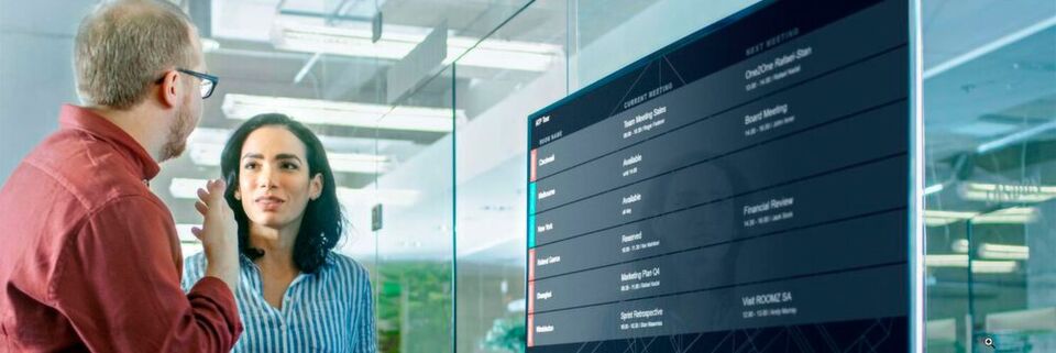 Raumbuchung von Roomz nun auch über den Smart-TV. Raumbuchung von Roomz nun auch über den Smart-TV.