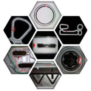 Die Abbildung zeigt eine Reihe von Anomalien, die von einem Inspekto-S70-System erkannt wurden. Die Abbildung zeigt eine Reihe von Anomalien, die von einem Inspekto-S70-System erkannt wurden.