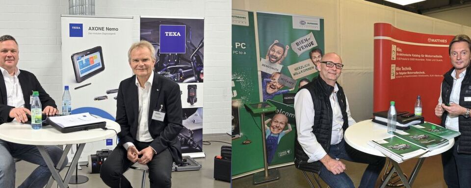 Die Motorraddiagnoseprofis (v.li.) Markus Hübner und Werner Arpogaus (Texa Deutschland) und Klaus Schneidewind und Claus Gunzelmann von Hella Gutmann Solutions. Die Motorraddiagnoseprofis (v.li.) Markus Hübner und Werner Arpogaus (Texa Deutschland) und Klaus Schneidewind und Claus Gunzelmann von Hella Gutmann Solutions.