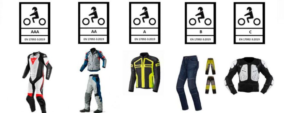 Fünf verschiedene Normen für Motorradbekleidung gibt es ab 2020 in der EU. Fünf verschiedene Normen für Motorradbekleidung gibt es ab 2020 in der EU.